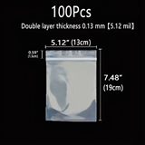Thickened Durable Plastic Ziplock Resealable Bag 19cm x 13cm 100Pack